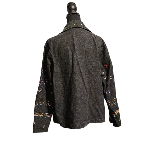 New Direction Black Denim Jacket 100% Cotton Embroidered & Beads Sz M - Picture 5 of 8